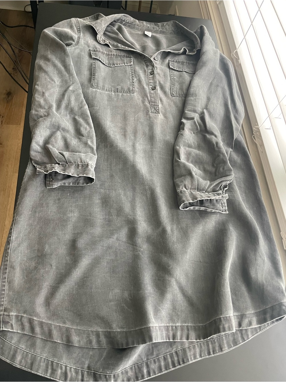 Old Navy Washed Gray Henley Dress